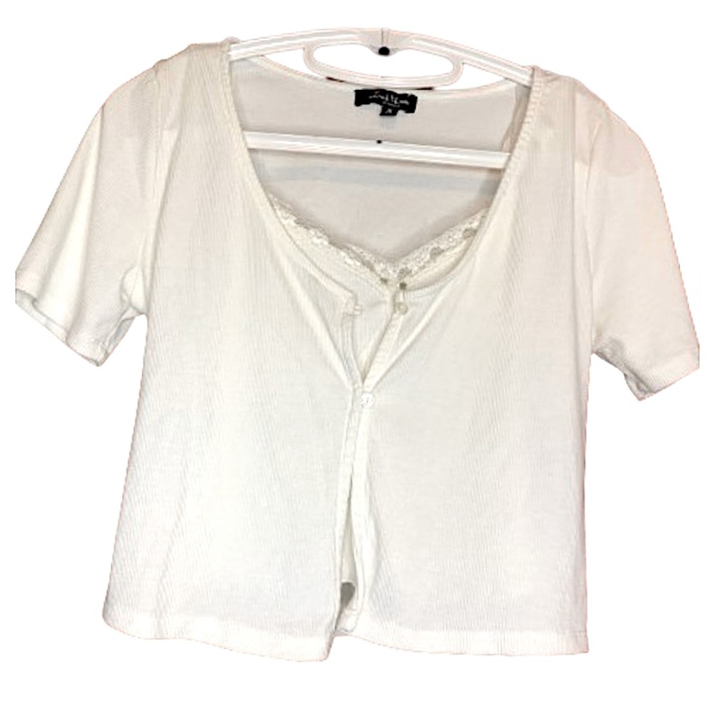 MIXED THREADS White Cardigan w/ attached Tank Top